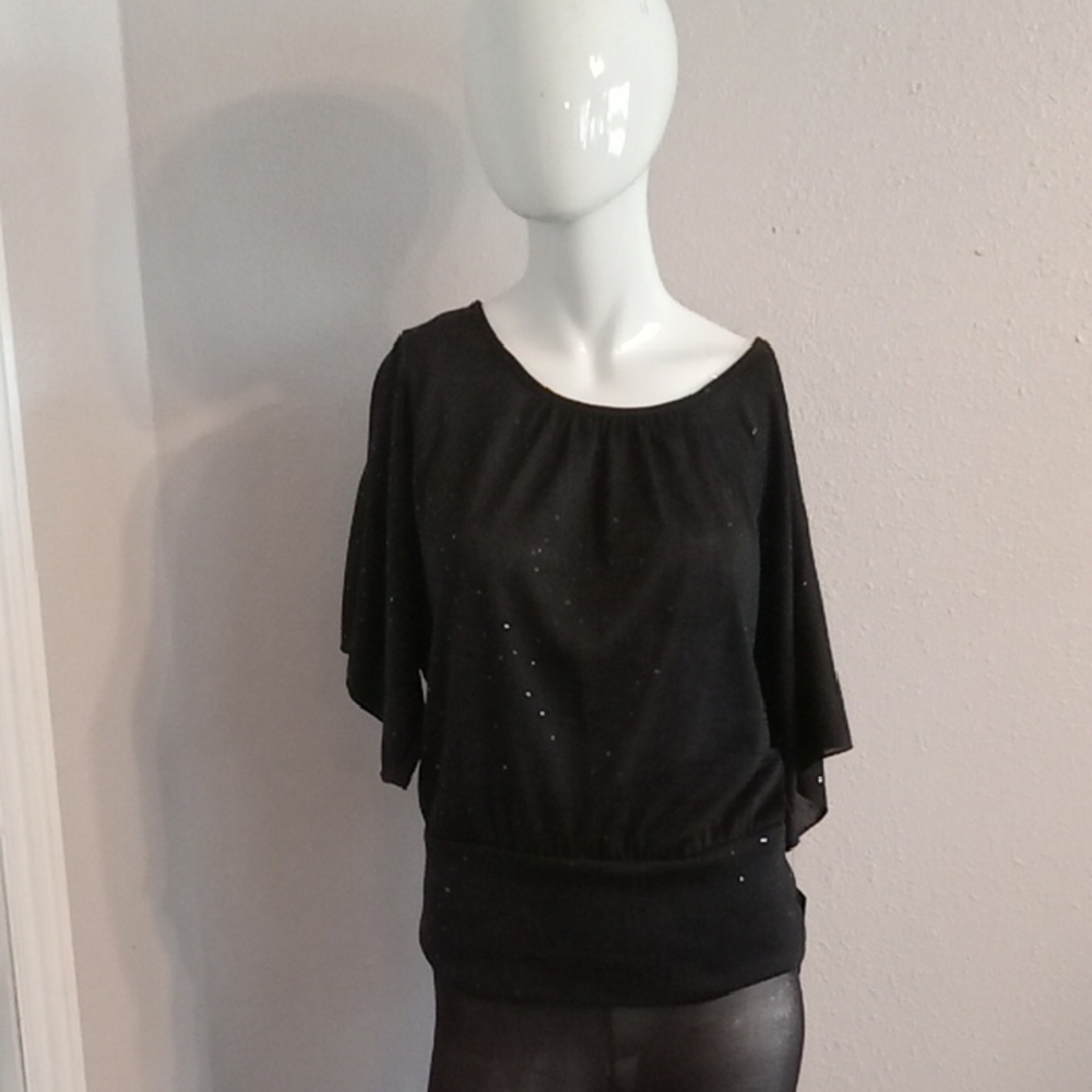 Nwt by & by Black Women's Blouse with Subtle Sparkle Size Large